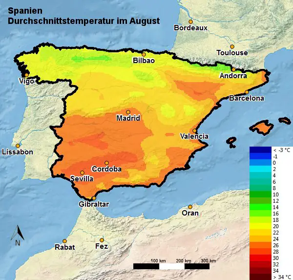 Spanien Wetter & Klima im August Temperatur & Regen